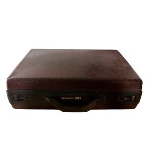 Vintage 80s Samsonite Hard Shell Briefcase Mens Brown Organizer Locking USA Made